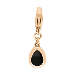 9ct Rose Gold Whitby Jet Pear Shaped Cross Clip Charm, G664.