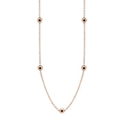 9ct Rose Gold Whitby Jet Star Link Disc Chain Necklace, N744.