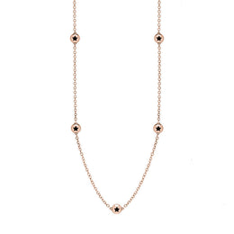 9ct Rose Gold Whitby Jet Star Link Disc Chain Necklace, N744.