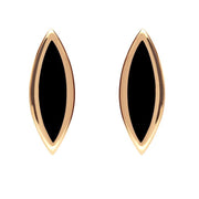 9ct Rose Gold Whitby Jet Toscana Long Marquise Stud Earrings E1124