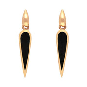 9ct Rose Gold Whitby Jet Toscana Slim Pear Drop Earrings. E1123.