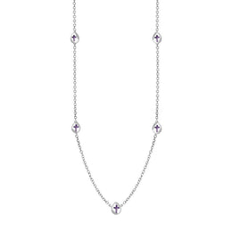 9ct White Gold Blue John Cross Link Disc Chain Necklace, N748.