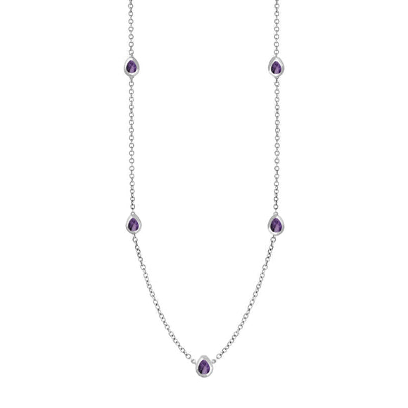 9ct White Gold Blue John Cross Link Disc Chain Necklace, N748.