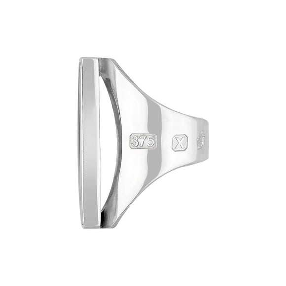 9ct White Gold Blue John King's Coronation Hallmark Large Oblong Ring R064 CFH