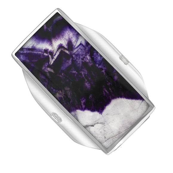 9ct White Gold Blue John King's Coronation Hallmark Large Oblong Ring R064 CFH