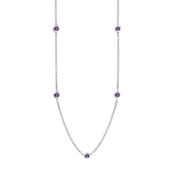 9ct White Gold Blue John Star Link Disc Chain Necklace