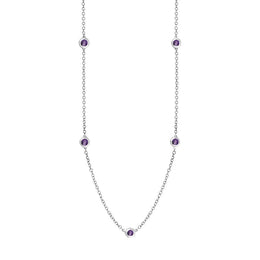 9ct White Gold Blue John Star Link Disc Chain Necklace