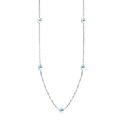 9ct White Gold Turquoise Heart Link Disc Chain Necklace, N746.