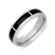 Sterling Silver Whitby Jet 1mm Gap Channel 8mm Wedding Band Ring. R587.