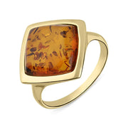 9ct Yellow Gold Amber Cushion Shaped Ring R1203