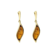 9ct Yellow Gold Amber Marquise Drop Stud Earrings E2493