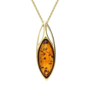 9ct Yellow Gold Amber Marquise Shaped Celtic Top Necklace P3474