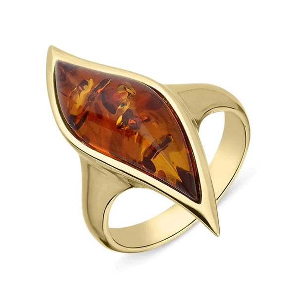 9ct Yellow Gold Amber Marquise Shaped Ring R1204