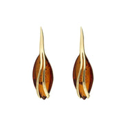 9ct Yellow Gold Amber Marquise Wave Stud Earrings E2488