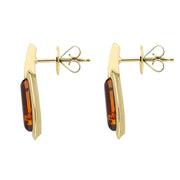 9ct Yellow Gold Amber Oval Drop Stud Earrings E2491