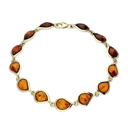 9ct Yellow Gold Amber Thirteen Stone Framed Pear Bracelet, B722.