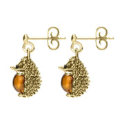 9ct Yellow Gold Amber Tiny Hedgehog Drop Earrings E2428
