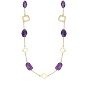 9ct Yellow Gold Amethyst Necklace N453