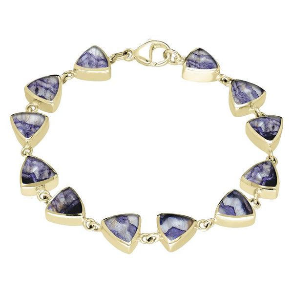 9ct Yellow Gold Blue John Curved Triangle Bracelet. B244.