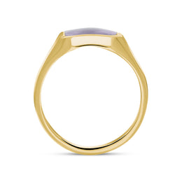 9ct Yellow Gold Blue John Cut Corners Signet Ring, R123.
