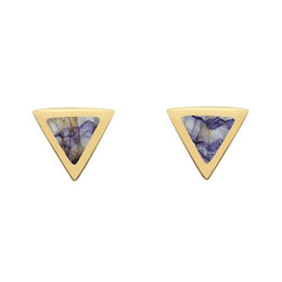 9ct Yellow Gold Blue John Dinky Triangle Stud Earrings