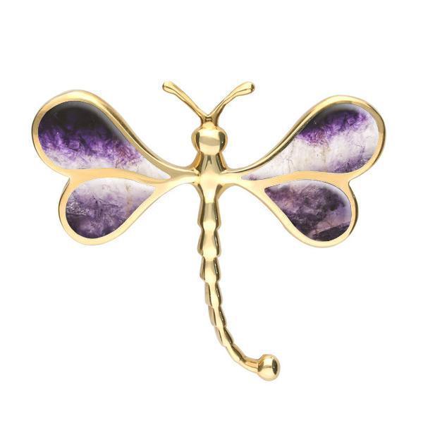 9ct Yellow Gold Blue John Dragonfly Brooch. M268.