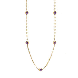 9ct Yellow Gold Blue John Heart Link Disc Chain Necklace, N746.