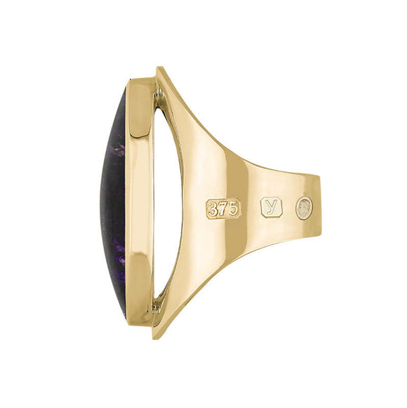 9ct Yellow Gold Blue John King's Coronation Hallmark Large Oval Ring R013 CFH