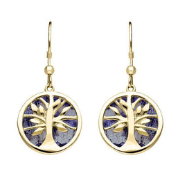 9ct Yellow Gold Blue John Large Round Tree of Life Two Piece Set S063