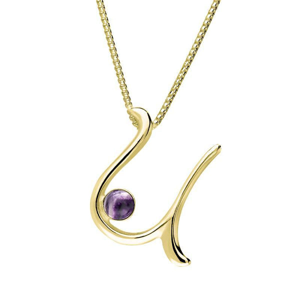 9ct Yellow Gold Blue John Love Letters Initial U Necklace P3468C