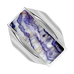 Sterling Silver Blue John Medium Oblong Ring. R065.