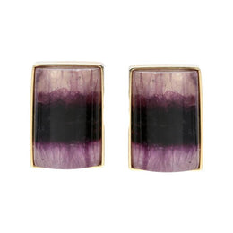 9ct Yellow Gold Blue John Oblong Stud Earrings 40A55EUNQ0000248