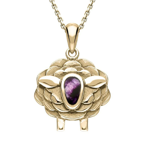 9ct Yellow Gold Blue John Sheep Necklace P3508
