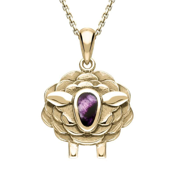 9ct Yellow Gold Blue John Sheep Necklace P3508