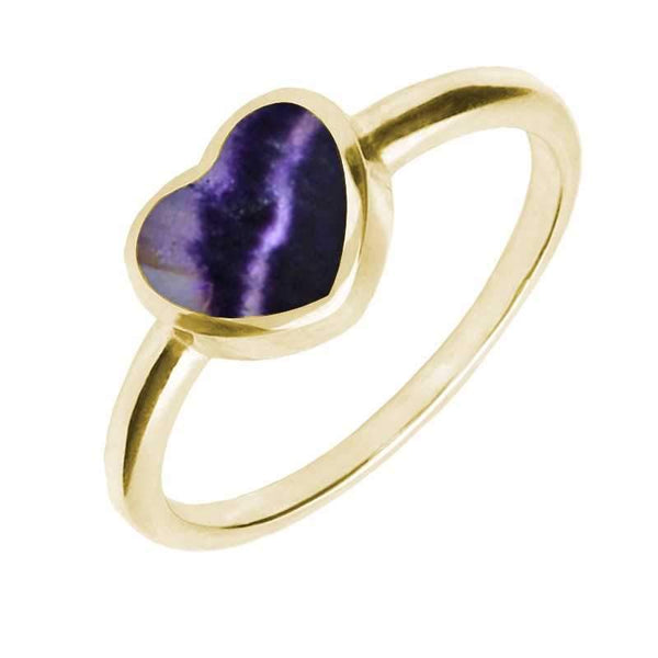 9ct Yellow Gold Blue John Single Heart Ring. R673.