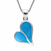 Sterling Silver Turquoise Split Heart Necklace. P575.