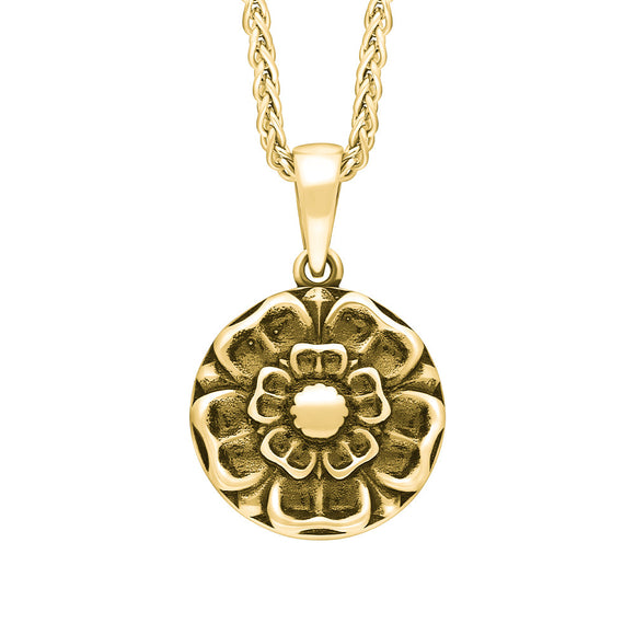 9ct Yellow Gold Blue John Tudor Rose Reversible Necklace, P1945.