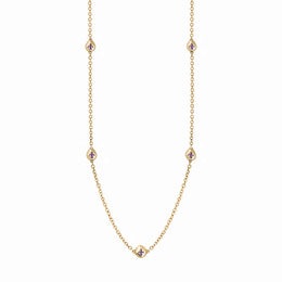 9ct Yellow Gold Blue John Fleur De Lis Link Disc Chain Necklace