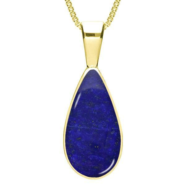 9ct Yellow Gold Lapis Lazuli Classic Teardrop Necklace. P024.