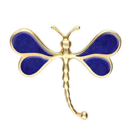 9ct Yellow Gold Lapis Lazuli Dragonfly Brooch. M268.