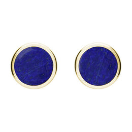 9ct Yellow Gold Lapis Lazuli Round Stud Earrings. E099.
