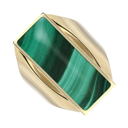 9ct Yellow Gold Malachite Medium Oblong Ring, R065.