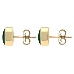 9ct Yellow Gold Malachite Small Dinky Cushion Stud Earrings E335