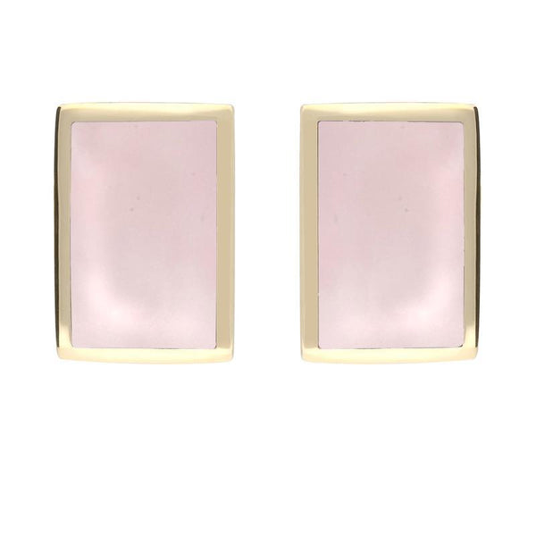 9ct Yellow Gold Pink Mother of Pearl Oblong Stud Earrings E014