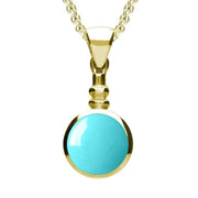 9ct Yellow Gold Turquoise Bottle Top Necklace. P010.