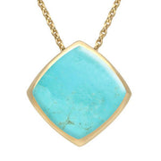 9ct Yellow Gold Turquoise Cushion Necklace. P1474.