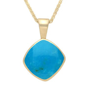 9ct Yellow Gold Turquoise Cushion Shaped Necklace. P021.