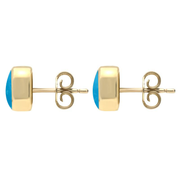 9ct Yellow Gold Turquoise Dinky Cushion Stud Earrings E335.