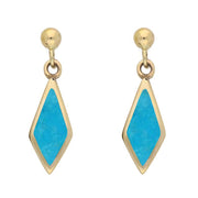 9ct Yellow Gold Turquoise Dinky Diamond Drop Earrings E229