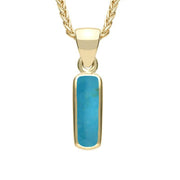 9ct Yellow Gold Turquoise Dinky Oblong Necklace. P451.
